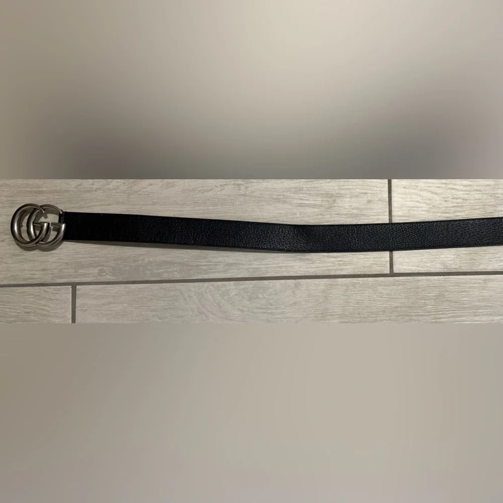 Authentic Gucci 406831 GG Marmont Belt Leather Black × Silver NEW never worn, 30 - Picture 5 of 5